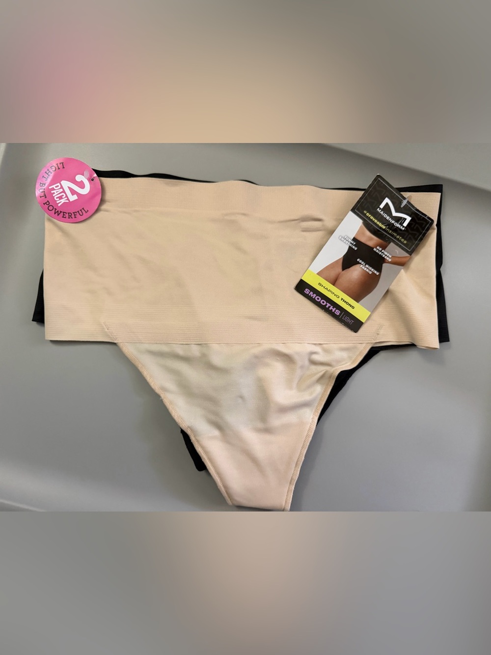 Maidenform 2 pack shaping thong nude & black new size medium panties